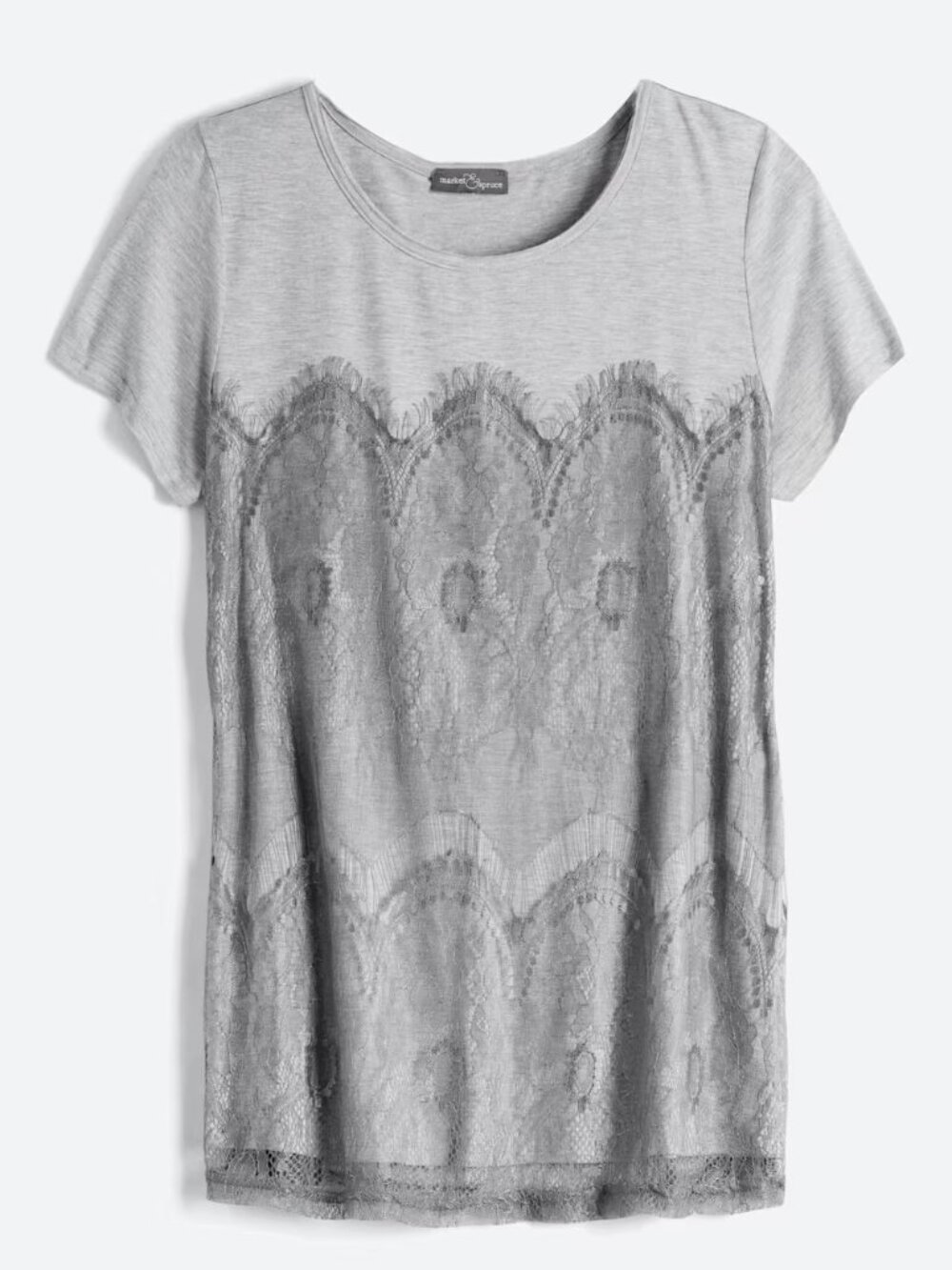 [Market & Spruce] Memphis Lace Overlay Knit Shirt